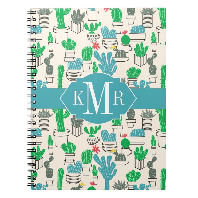 Cuaderno Modelo floral natural lindo de los cactus (Frente)