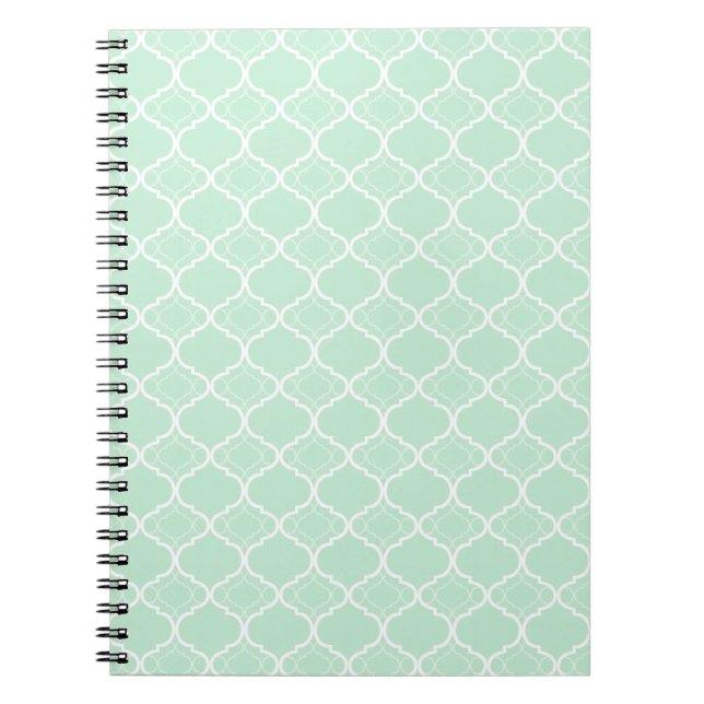 Cuaderno Modelo geométrico de Quatrefoil de la verde menta (Frente)