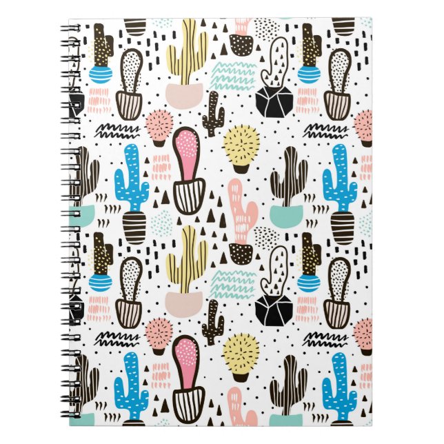 Cuaderno Modelo geométrico del cactus moderno (Frente)