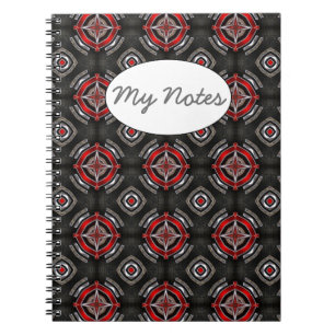 Cuaderno Modelo geométrico rojo y negro