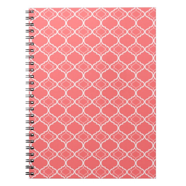 Cuaderno Modelo geométrico rosado coralino oscuro de (Frente)