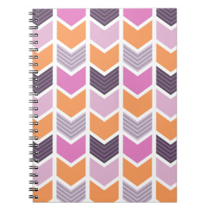Cuaderno Modelo geométrico rosado púrpura anaranjado de
