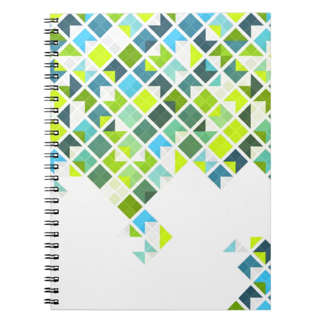Cuaderno Modelo geométrico verde, azul, blanco (Frente)