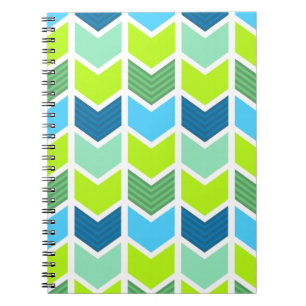 Cuaderno Modelo geométrico verde y azul moderno de Chevron