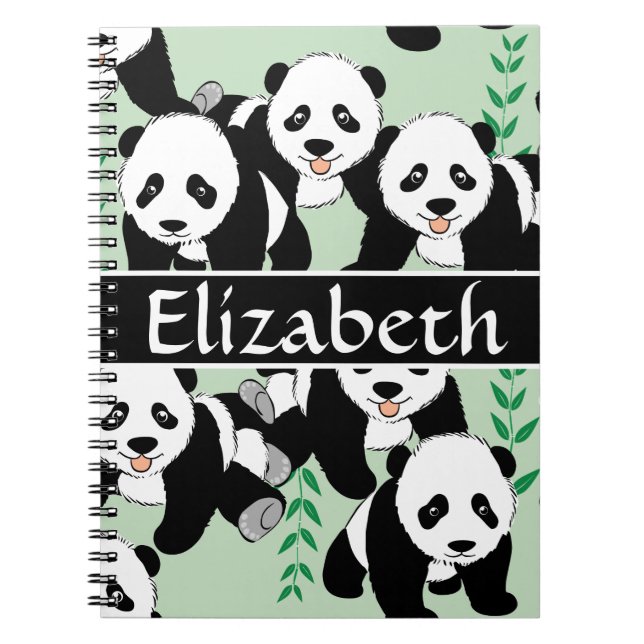 Cuaderno Modelo gráfico de los osos de panda a personalizar (Frente)