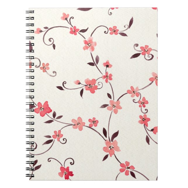 Cuaderno Modelo inconsútil de la acuarela con la primavera (Frente)