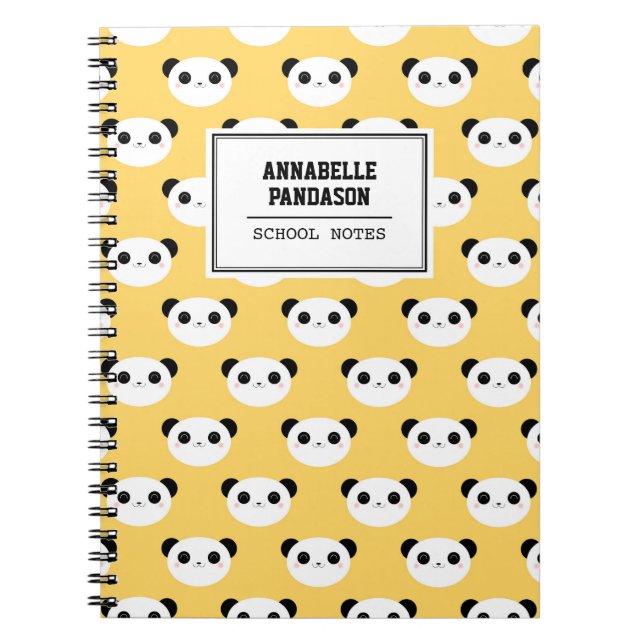 Cuaderno Modelo lindo de la cara de la panda de Kawaii (Frente)