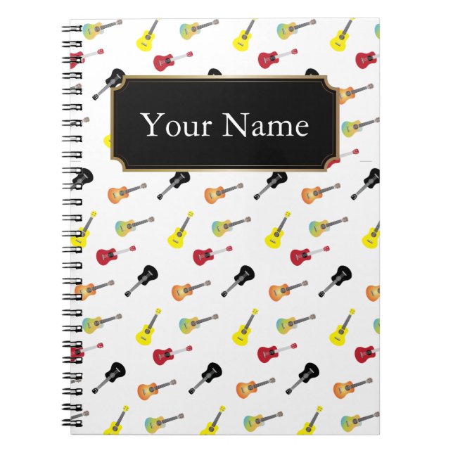 Cuaderno Modelo lindo del Ukulele de la música con nombre (Frente)