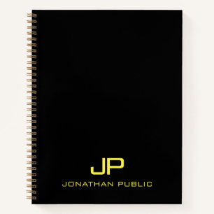 Cuaderno Modelo Minimalista moderna Monograma Oro negro