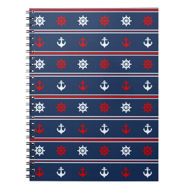 Cuaderno Modelo náutico blanco y azul rojo (Frente)