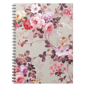 Cuaderno Modelo púrpura rosado elegante de los rosas del