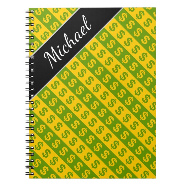 Cuaderno Modelo rayado verde y amarillo de los Rótulos de (Frente)