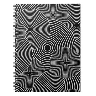 Cuaderno Modelo retro blanco y negro de los círculos
