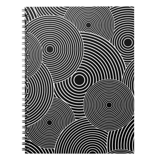 Cuaderno Modelo retro blanco y negro de los círculos (Frente)