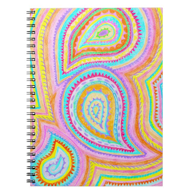 Cuaderno Modelo retro bohemio brillante de Paisley (Frente)