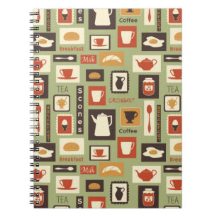 Cuaderno Modelo retro con los platos de la cocina para el