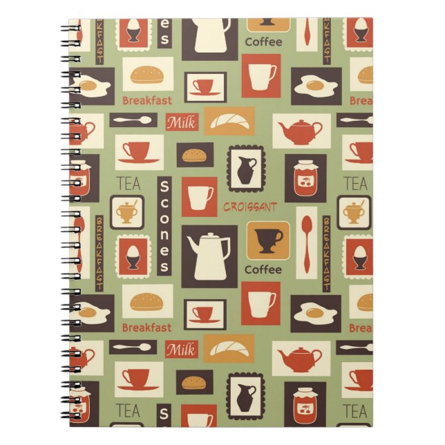 Cuaderno Modelo retro con los platos de la cocina para el (Frente)