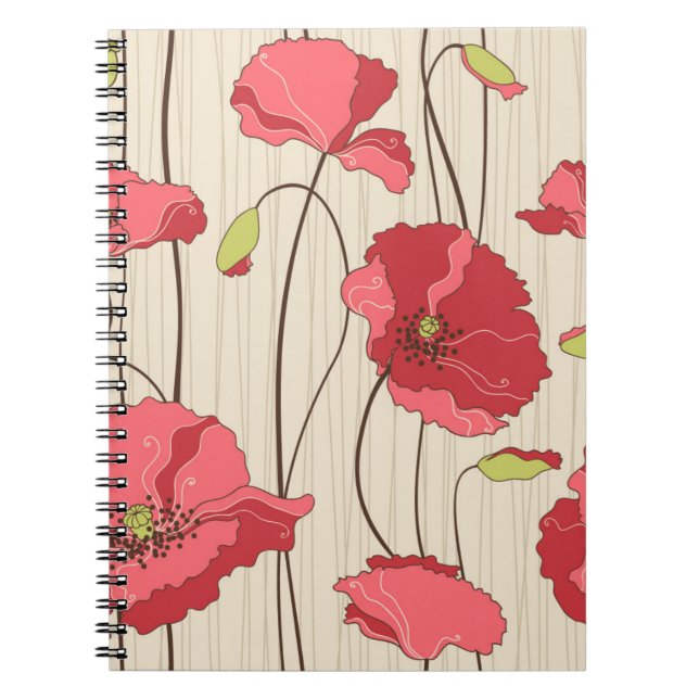 Cuaderno Modelo retro de las amapolas (Frente)