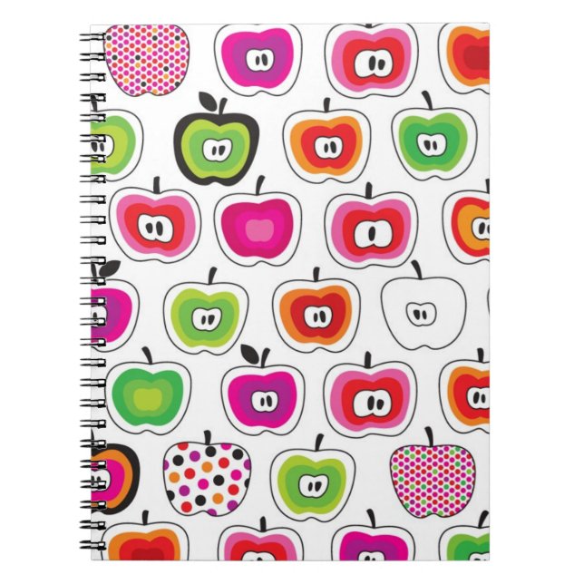 Cuaderno Modelo retro lindo de la manzana (Frente)