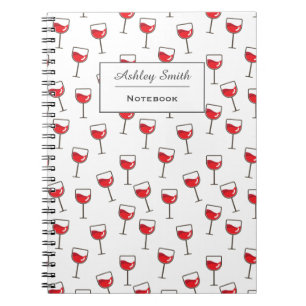 Cuaderno Modelo rojo de las copas de vino personalizado