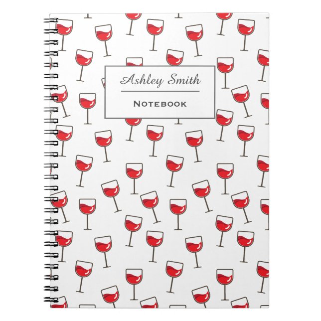 Cuaderno Modelo rojo de las copas de vino personalizado (Frente)