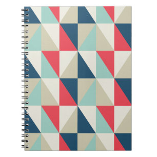 Cuaderno Modelo rojo y azul geométrico retro de los