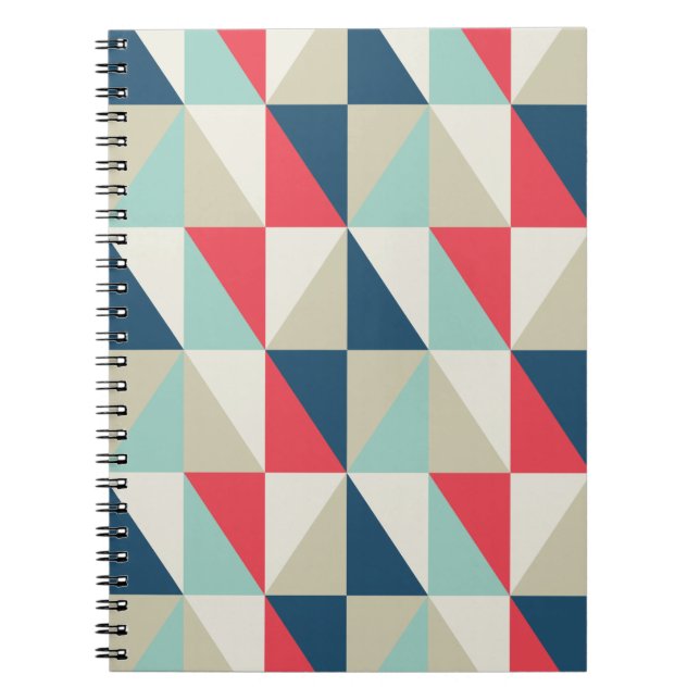 Cuaderno Modelo rojo y azul geométrico retro de los (Frente)