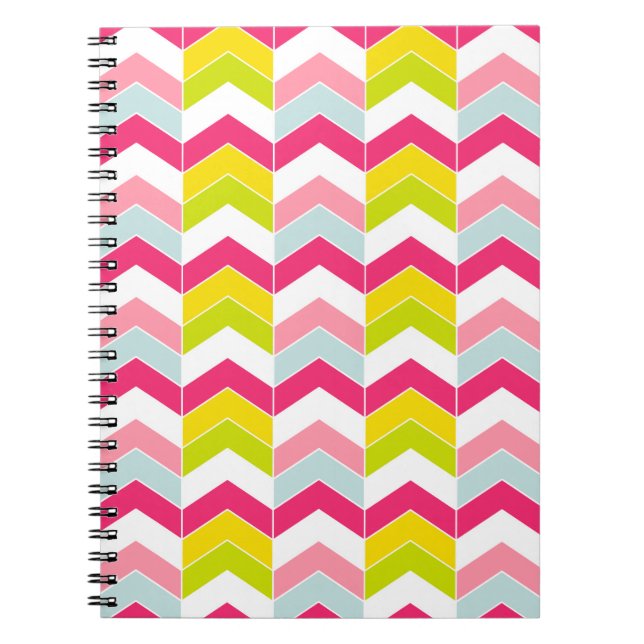 Cuaderno Modelo rosado colorido de Chevron del zigzag (Frente)