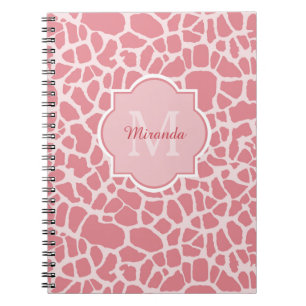 Cuaderno Modelo rosado precioso de la jirafa con el