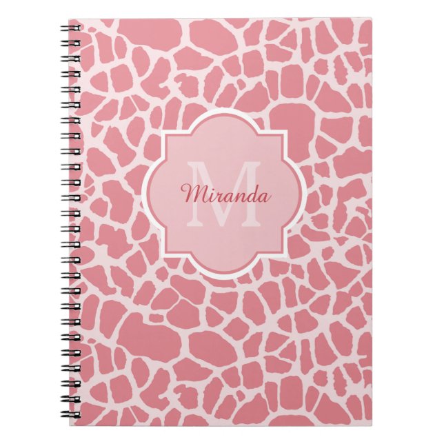 Cuaderno Modelo rosado precioso de la jirafa con el (Frente)
