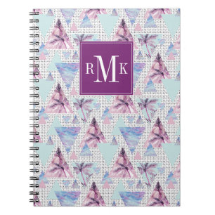 Cuaderno Modelo rosado y azul de la acuarela de la palmera