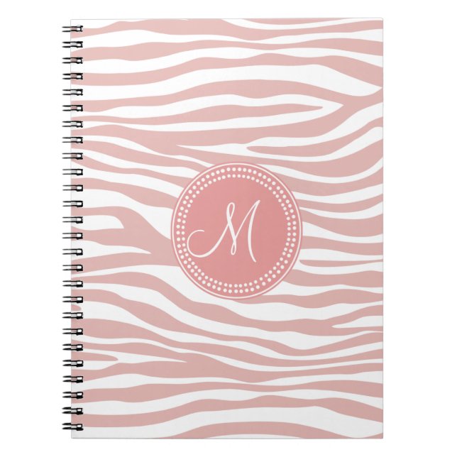 Cuaderno Modelo rosado y blanco de la cebra (Frente)