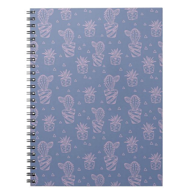 Cuaderno Modelo rosado y púrpura del cactus del dibujo (Frente)