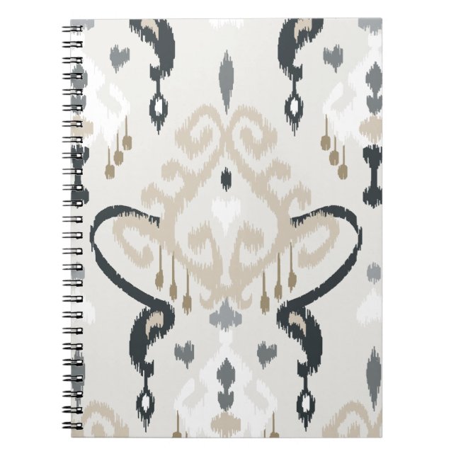 Cuaderno Modelo tribal del ikat blanco negro beige moderno (Frente)