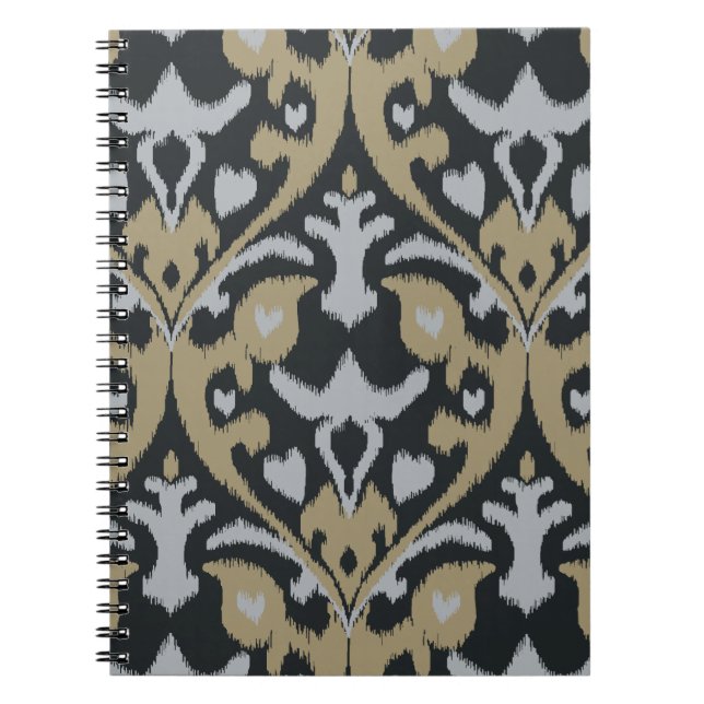 Cuaderno Modelo tribal del ikat negro beige gris intrépido (Frente)