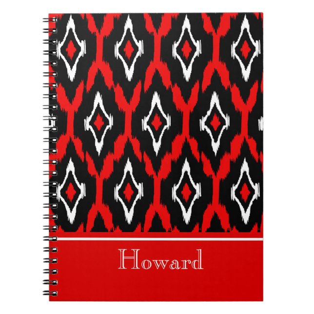 Cuaderno Modelo tribal rojo blanco negro moderno 1 de Ikat (Frente)