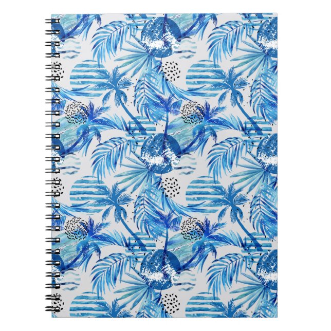 Cuaderno Modelo tropical azul brillante de la acuarela (Frente)