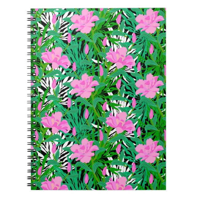 Cuaderno Modelo tropical con las flores de la selva (Frente)