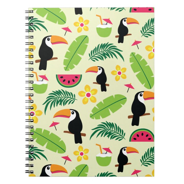 Cuaderno Modelo tropical del verano de Toucan (Frente)