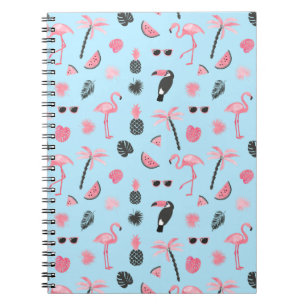 Cuaderno Modelo tropical del verano rosado y azul