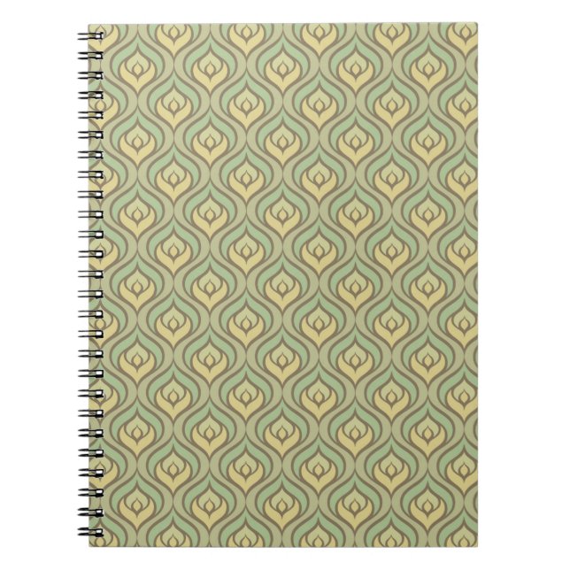 Cuaderno Modelo verde y amarillo del vintage retro (Frente)