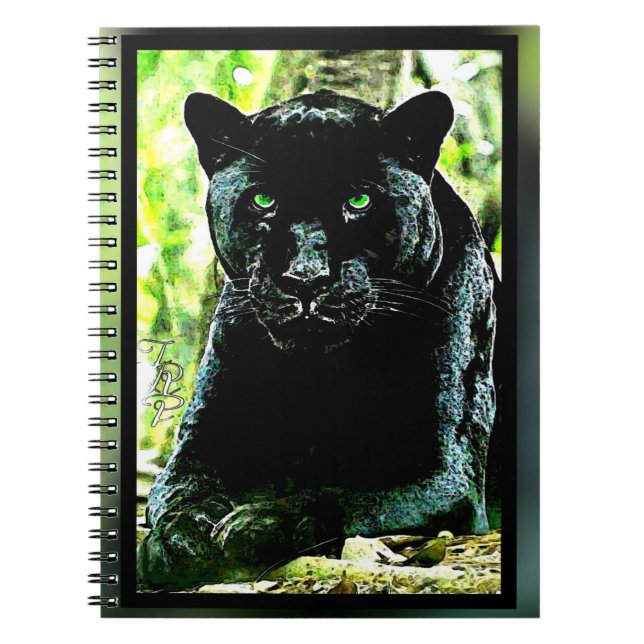 Cuaderno Modelos Big Cat: Pantera negra de ojos verdes (Frente)