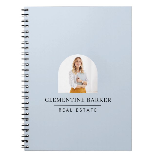 Cuaderno Modern baby blue arch photo Business Branding (Frente)