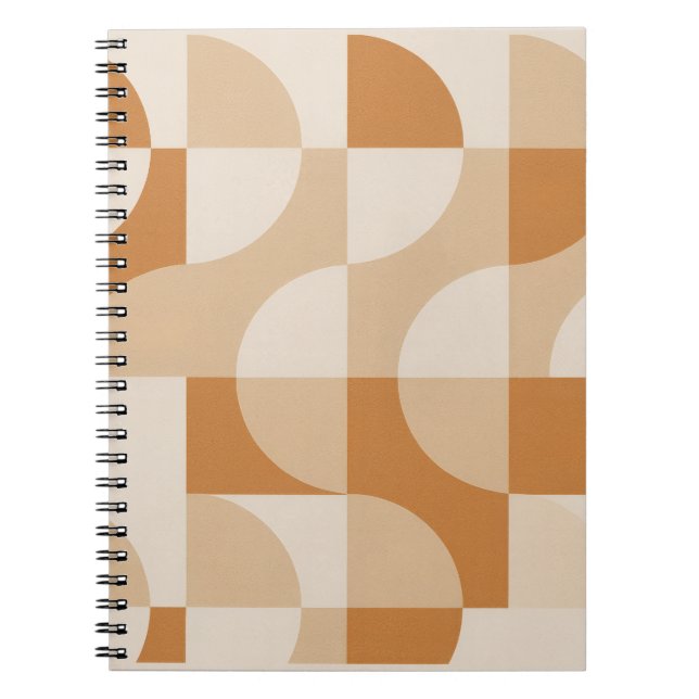 Cuaderno Modern Beige Geometric Spiral Notebook (Frente)