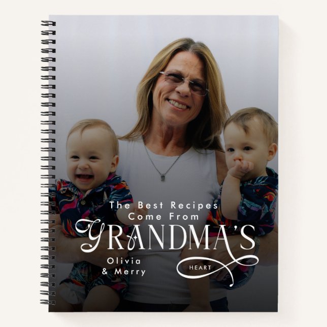 Cuaderno Modern Best Recipes Grandma Photo Grandkids Gifts (Anverso)