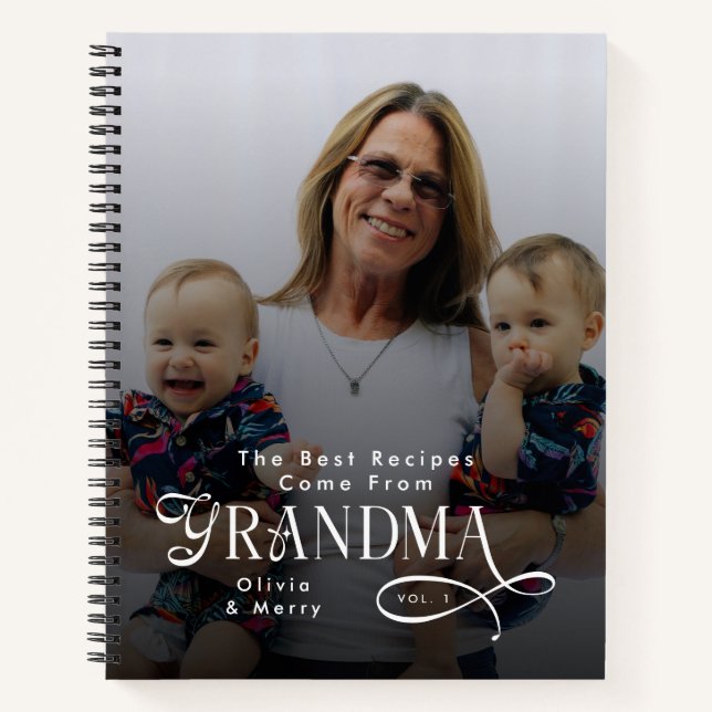 Cuaderno Modern Best Recipes Grandma Photo Grandkids Gifts (Anverso)