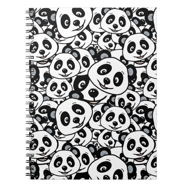 Cuaderno Modern Black and White Cute Panda Bear Pattern (Frente)
