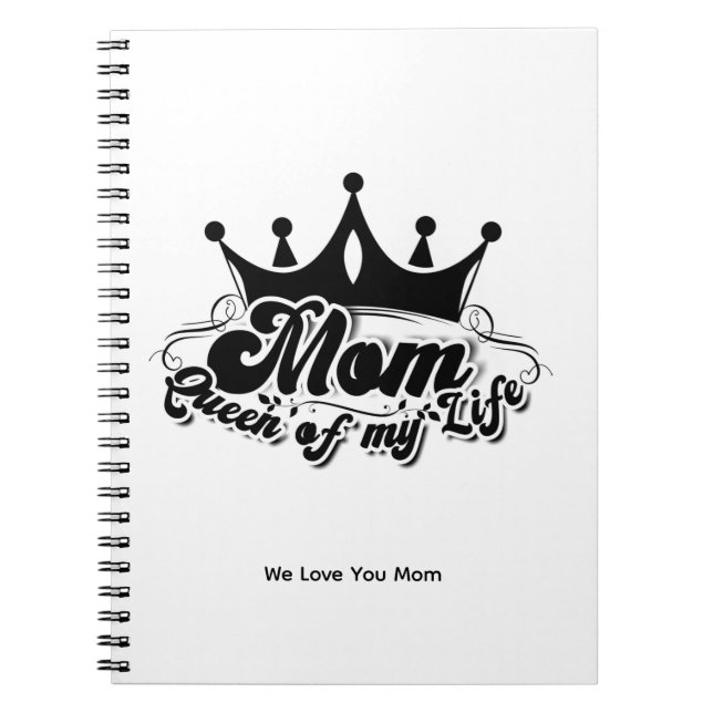 Cuaderno Modern Black Crown, MOM Queen of my life  (Frente)