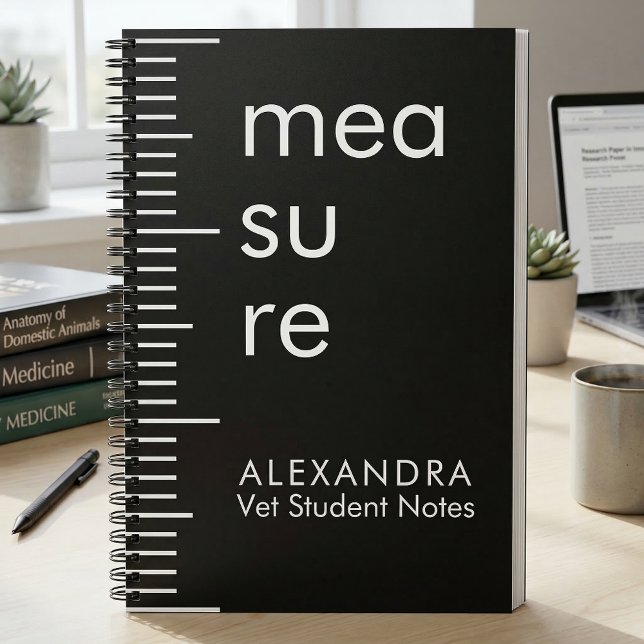 Cuaderno Modern Black White Measure Vet Student Notes (Subido por el creador)