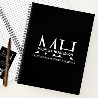 Cuaderno Modern Black & White Simple business Logo